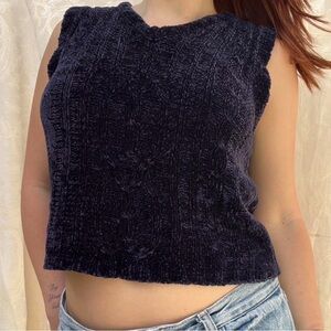 Women's Navy Sleeveless Knit Top